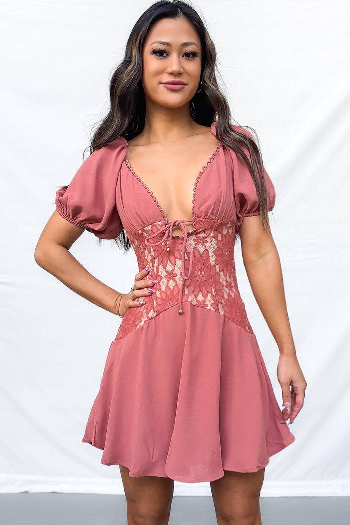 Wynn Mini Dress - Rose - Runway Goddess