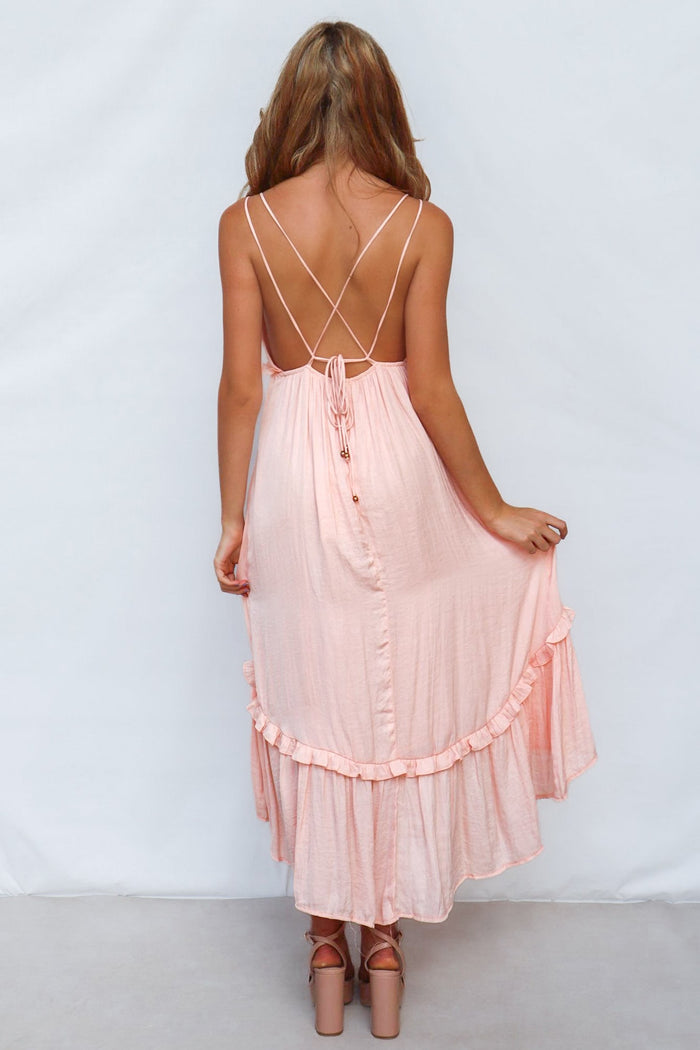 Wyoma Midi Dress - Peach - Runway Goddess