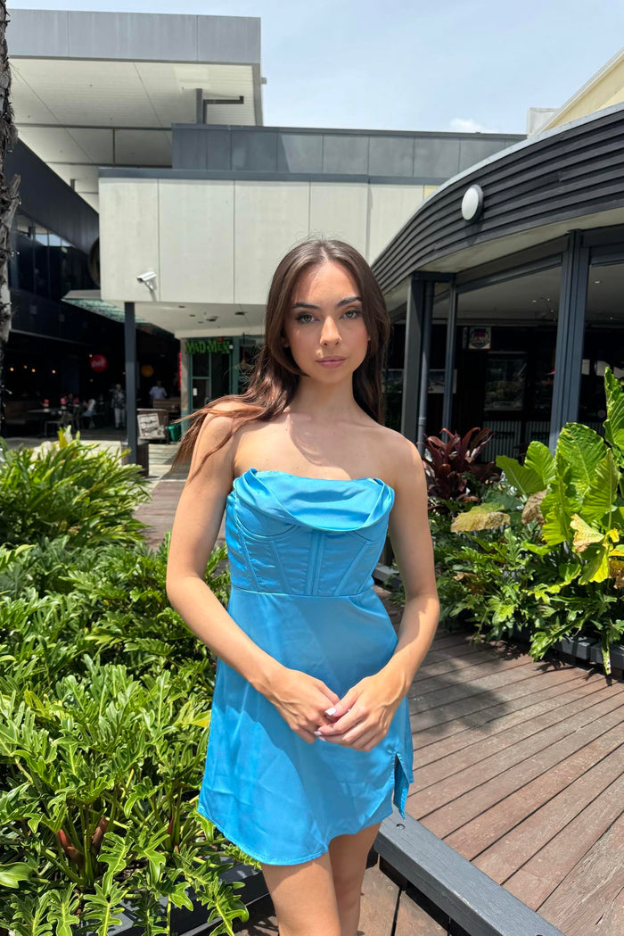 Zaphia Mini Dress - Blue - Runway Goddess