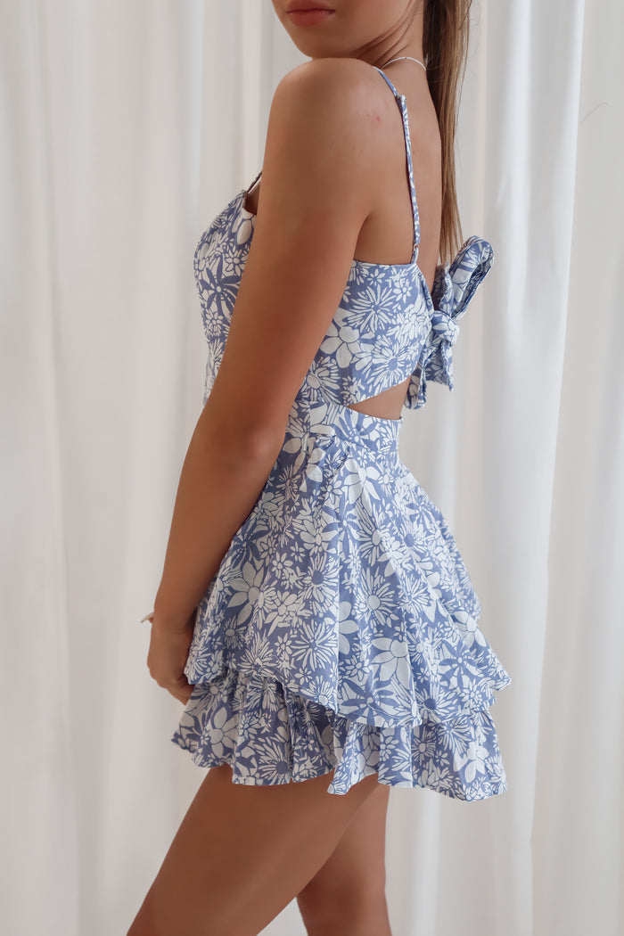 Zendaya Playsuit - Blue Floral - Runway Goddess