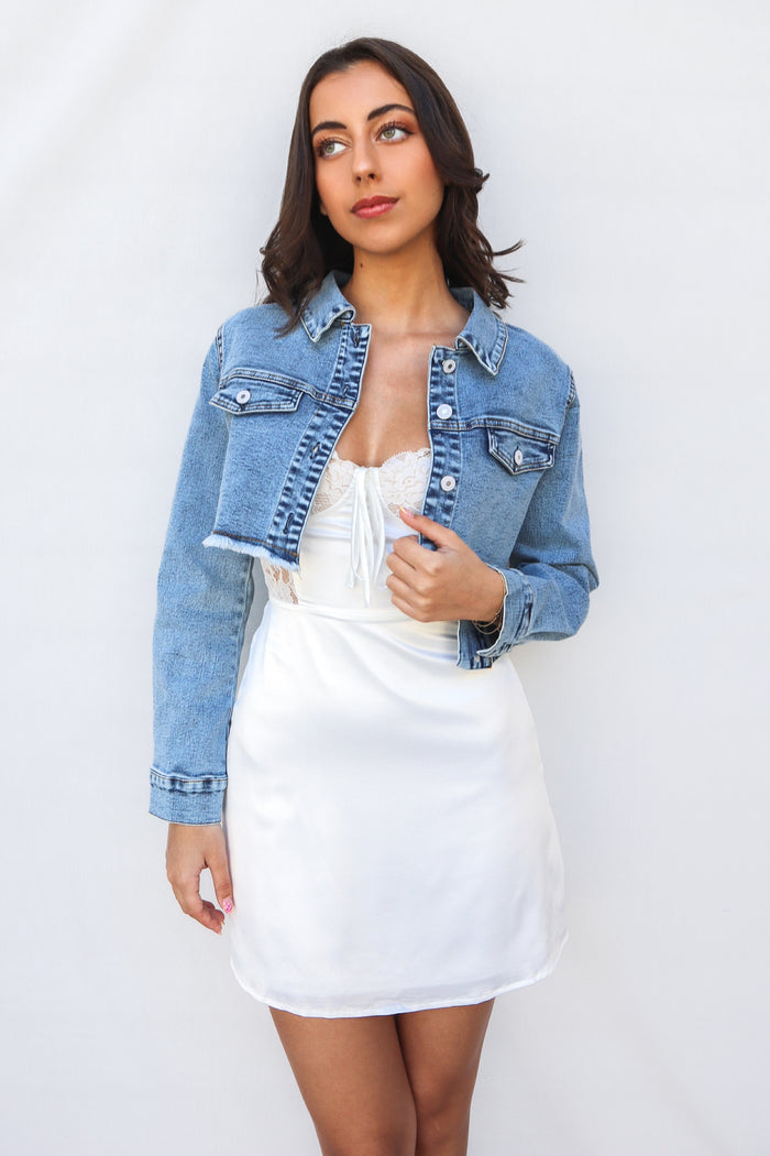 Zian Cropped Denim Jacket - Runway Goddess