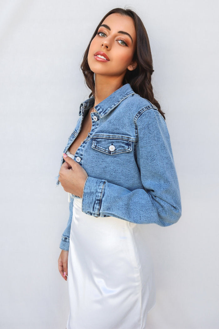 Zian Cropped Denim Jacket - Runway Goddess