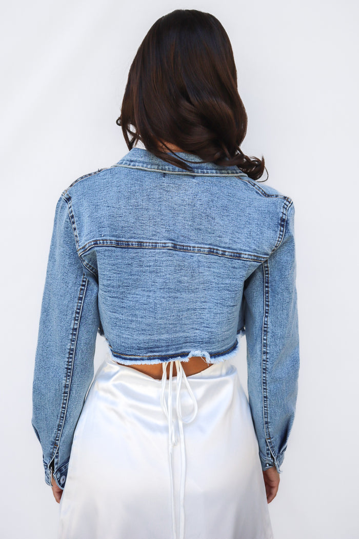 Zian Cropped Denim Jacket - Runway Goddess