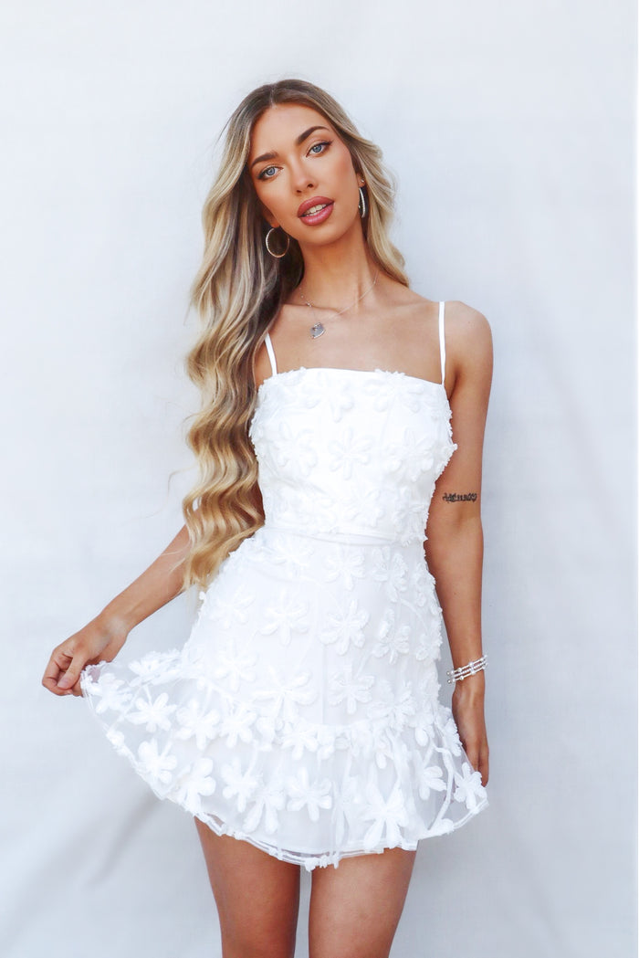 Zinya Mini Dress - White - Runway Goddess